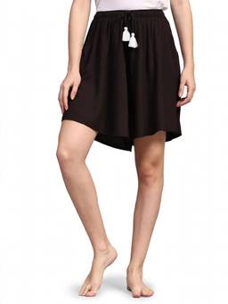 Bstories - Black Solid Trendy Flared Shorts