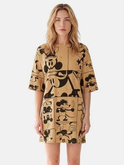 max - Women Mickey Print Nightdress Brown