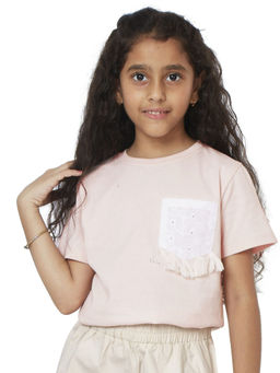My Milestones - Girls Eyelet Pocket With Tassel Round Neck Top