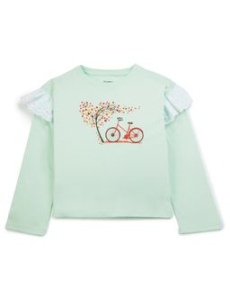 My Milestones - Girls Eyelet Lace Ruffle Top Full Sleeves Pure Cotton