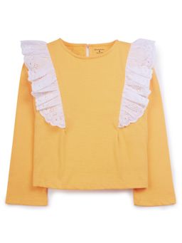 My Milestones - Girls Eyelet Lace Ruffle Top Full Sleeves Pure Cotton