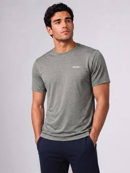 Van Heusen - Men Grey Swift Dry Crew Neck Sports T-shirt