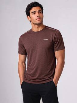 Van Heusen - Men Brown Swift Dry Crew Neck Sports T-shirt