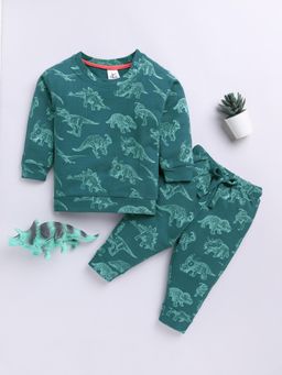 Clt.s - Teal Printed Sweatshirt and Pant (Set of 2)