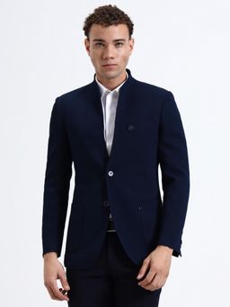 Wyre - Men Navy Blue Textured Blazer