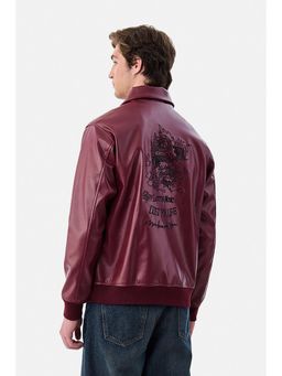 Snitch - Maroon Embroidered Full Sleeves Regular Casual Jacket