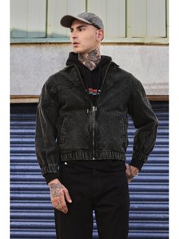 Snitch - Grind Black Washed Full Sleeves Oversized Casual Denim Jacket