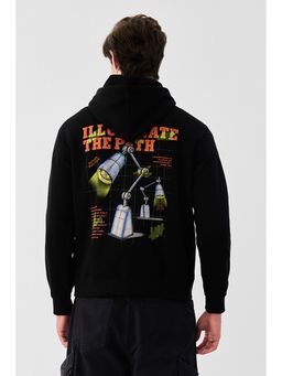 Snitch - Black Printed Full Sleeves Regular Casual Hoodie