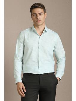 Louis Philippe - Men Light Green Print Full Sleeves Casual Shirt