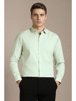 Louis Philippe - Men Green Solid Full Sleeves Formal Shirt