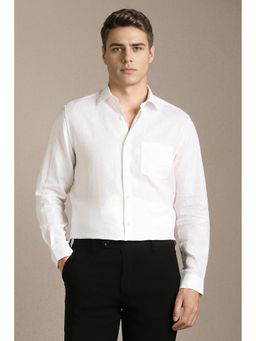 Louis Philippe - Men White Solid Full Sleeves Formal Shirt