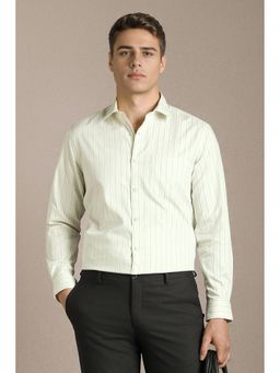 Louis Philippe - Men Yellow Stripe Full Sleeves Formal Shirt