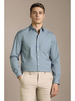 Louis Philippe - Men Light Grey Solid Full Sleeves Formal Shirt