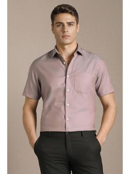 Louis Philippe - Men Mauve Solid Half Sleeves Formal Shirt