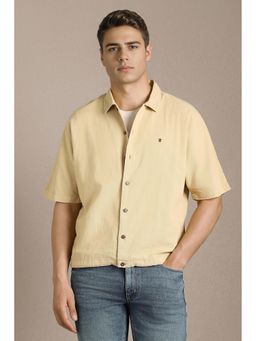Louis Philippe - Men Yellow Solid Half Sleeves Casual Shirt