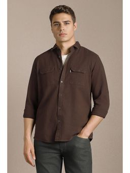 Louis Philippe - Men Brown Solid Full Sleeves Casual Shirt