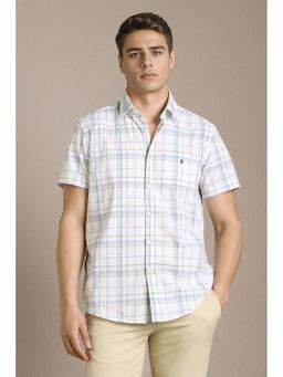 Louis Philippe - Men White Check Half Sleeves Casual Shirt