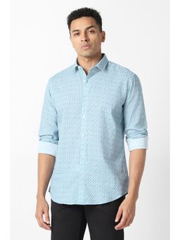 Van Heusen - Men Light Blue Print Full Sleeves Shirt