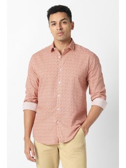 Van Heusen - Men Red Print Full Sleeves Shirt