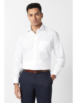 Van Heusen - Men White Solid Full Sleeves Formal Shirt