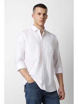 Van Heusen - Men White Solid Full Sleeves Casual Shirt