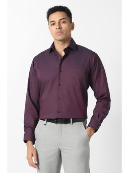 Van Heusen - Men Purple Solid Full Sleeves Formal Shirt