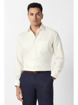 Van Heusen - Men Cream Textured Full Sleeves Formal Shirt