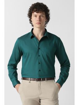 Van Heusen - Men Teal Solid Full Sleeves Formal Shirt