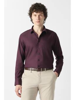Van Heusen - Men Maroon Solid Full Sleeves Formal Shirt