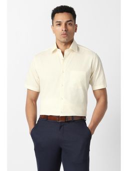 Van Heusen - Men Yellow Print Half Sleeves Formal Shirt