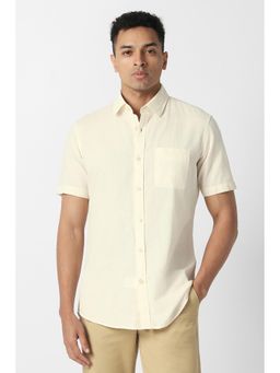 Van Heusen - Men Yellow Solid Half Sleeves Casual Shirt
