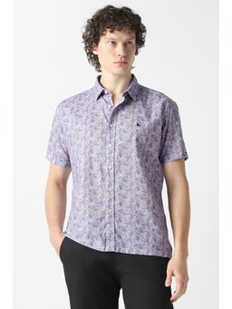 Van Heusen - Men Purple Print Half Sleeves Casual Shirt