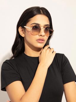 Twenty Dresses by Nykaa Fashion - Gold Brown Round Sunglasses