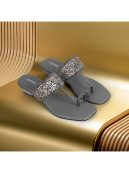 Metro - Women Grey Party Block Heels