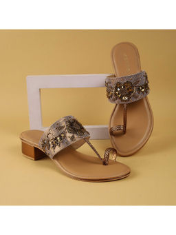 Metro - Women Gold Festive Block Heels