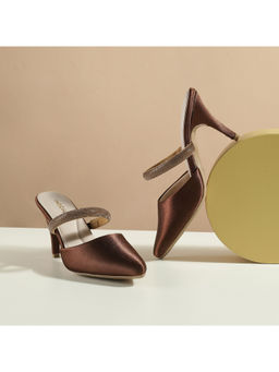 Mochi - Women Bronze Party Mules Heels