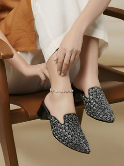 Metro - Women Black Party Mules Heels