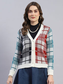Monte Carlo - Multi-Colour Check V-Neck Cardigan