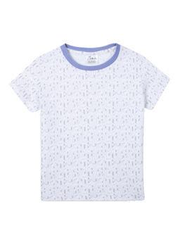 ANTHRILO - White Zig Zag Blue Rib Short Sleeve Boys T-Shirt