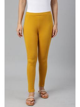 W - Mustard Knitted Cotton Lycra Leggings