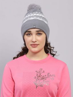 Monte Carlo - Winter Womens Self Design Grey Beanie