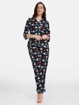 Zivame - Color Me Happy Knit Cotton Pyjama Set - Jet Black