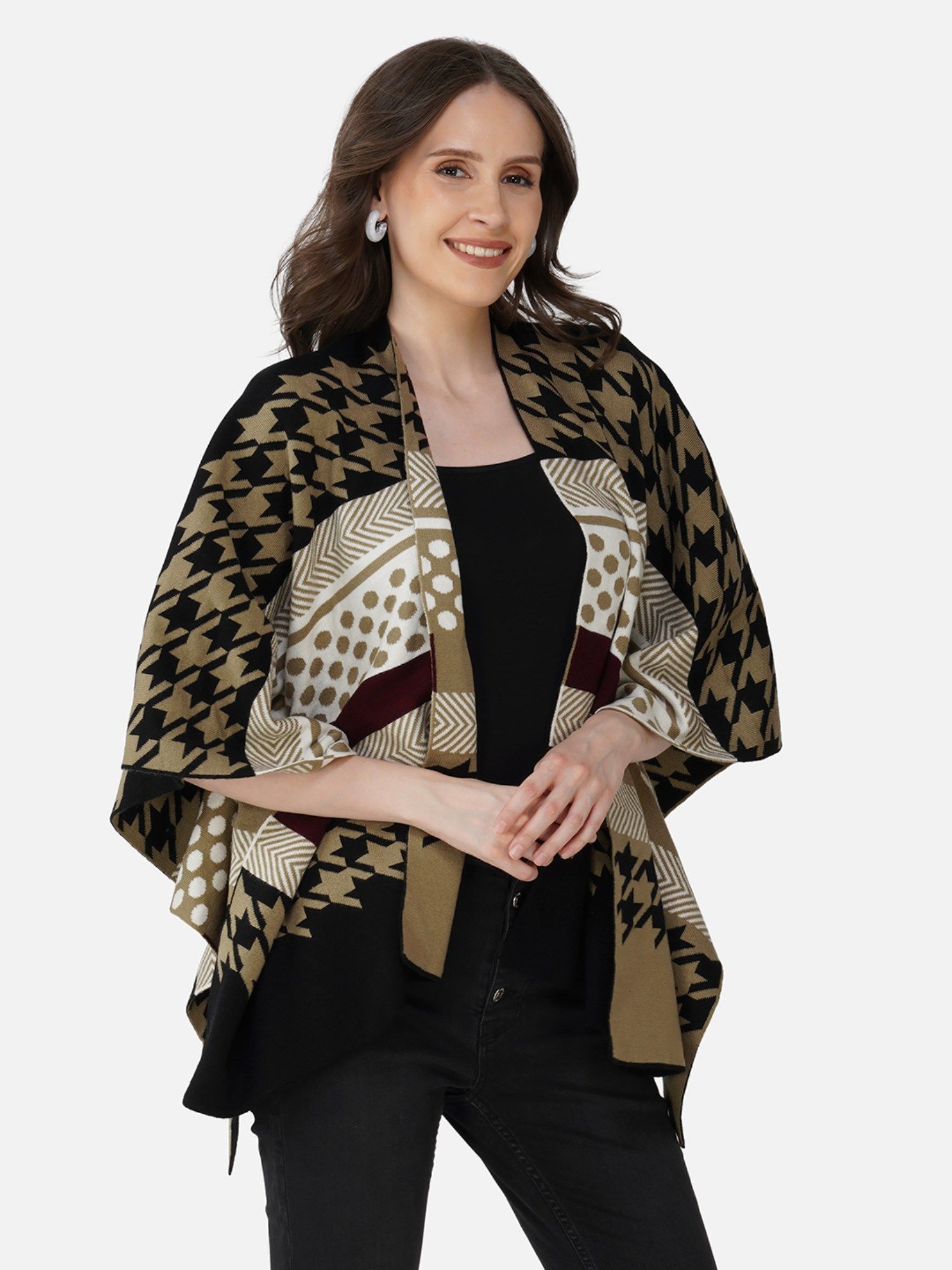 joe hazel Women Multicolor Printed Tiramisu Cape Shrug-picture-20