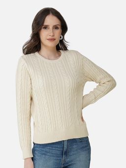 JOE Hazel - Women Ecru Cable Knit Pullover Sweater