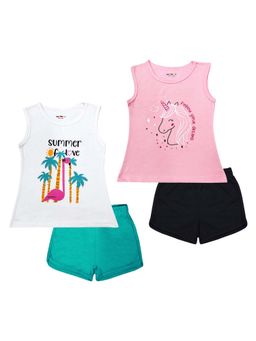 Kuchipoo - Girls Sleeveless T-Shirt and Short (Kuc-Nsut-108) (Set of 4)