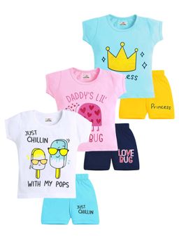 Kuchipoo - Girls Cotton T-Shirts and Shorts (Kuc-Bsut-134) (Set of 6)