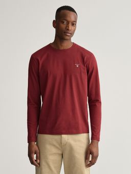 GANT - Men Maroon Solid Regular Fit T-Shirt
