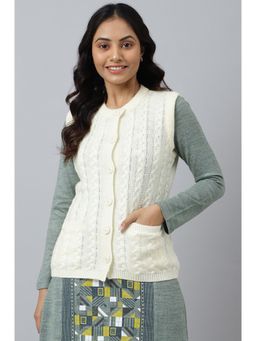 Aurelia - White Sleeveless Womens Short Sweater