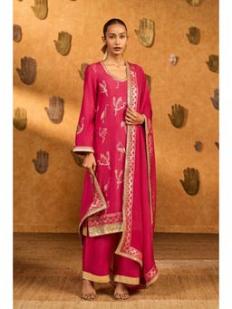 Masaba - Pink Crane Kurta with Pant and Dupatta