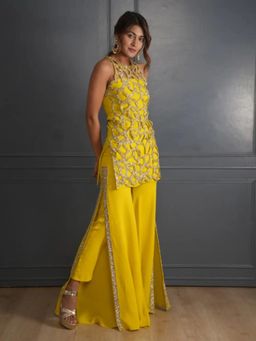 Rukinder Kumar - Lime Scintiller Top and Sharara